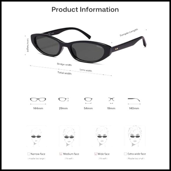 Retro Oval Cat Eye Polarized Sunglasses, UV400 Protection, Lightweight
